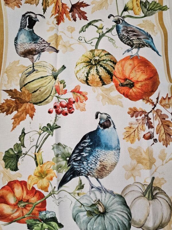 Tea Towel_Quail and pumpkin